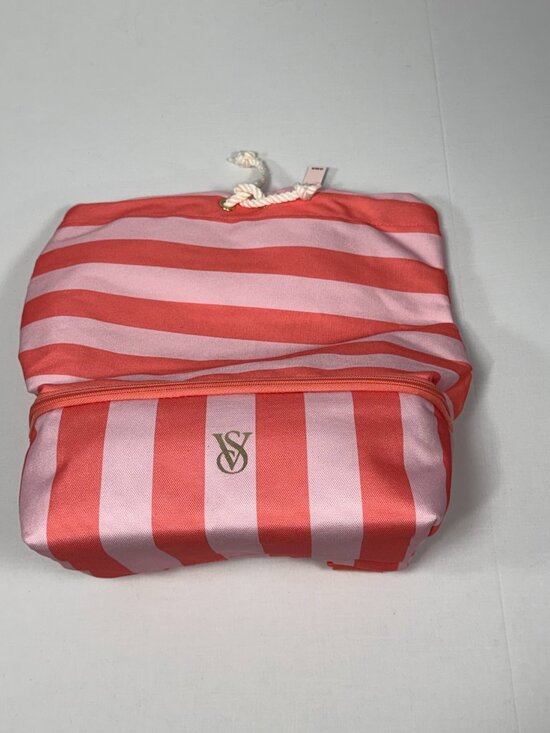 NWT Victoria\'s Secret Coral Pink Stripe Insulated 2-in-1 Cooler Beach Backpack T main image 5